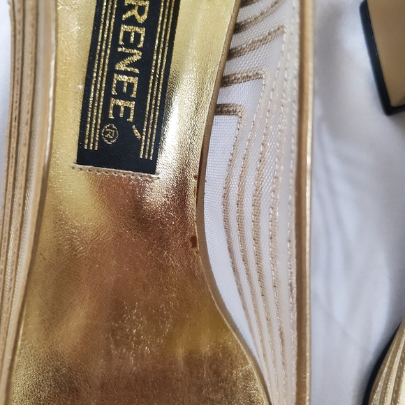 J. Renee Dressy Heels Gold Mesh 7M - Picture 13 of 13